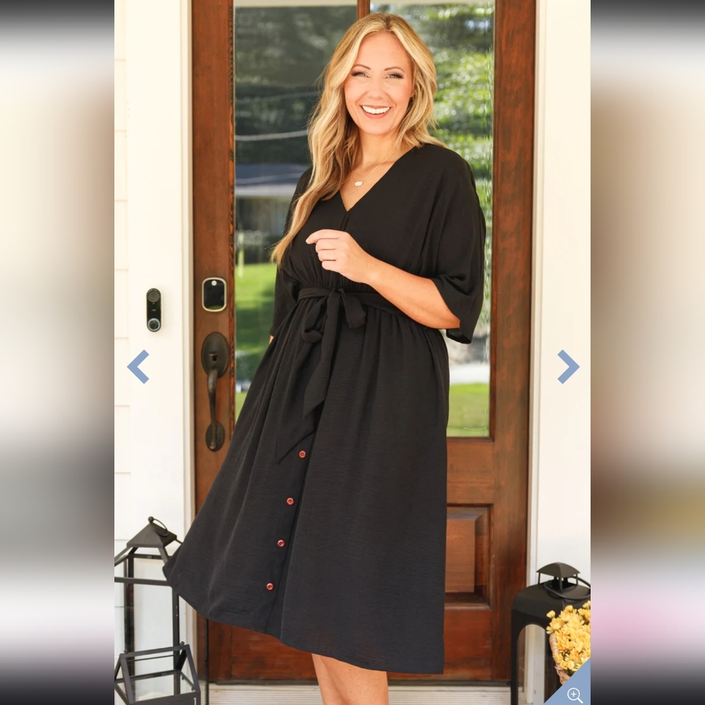 Chic Soul Black Midi Wrap Dress